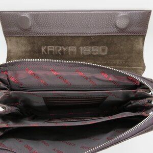 Women Handheld Wristlet Clutch Brown Leather Karya Small Strap Wallet Handbag